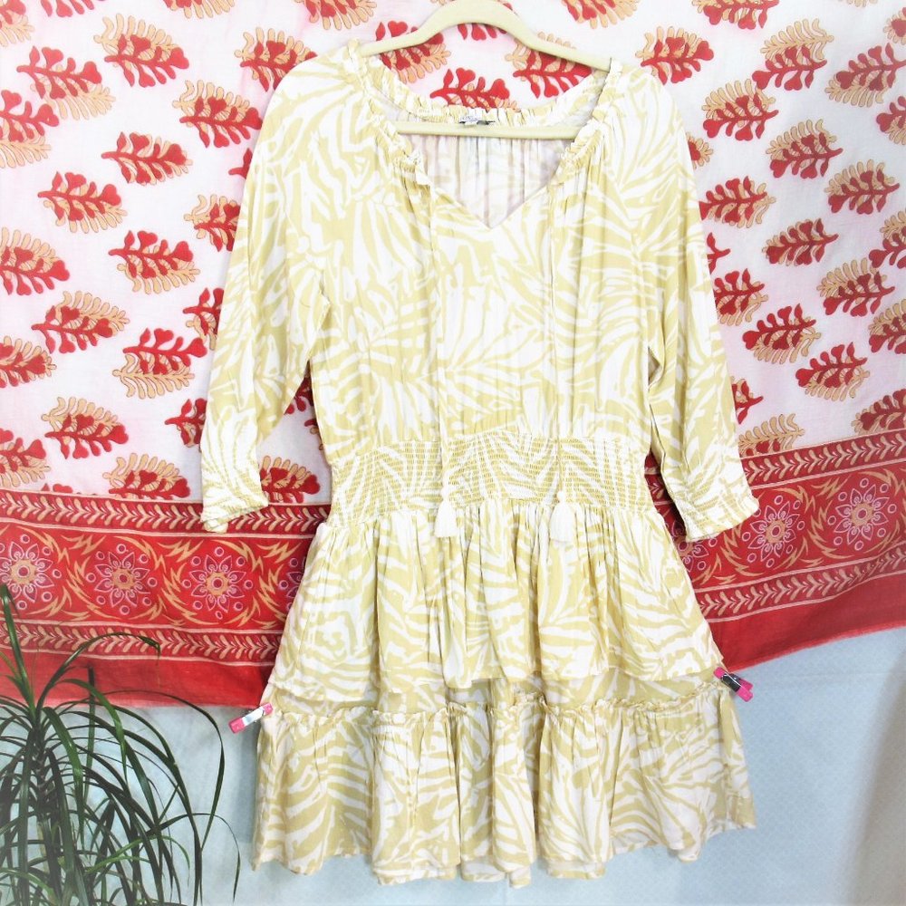 Patrons of Peace White Prairie Boho Peasant Ruffles Smock Dress - Picture 6 of 15